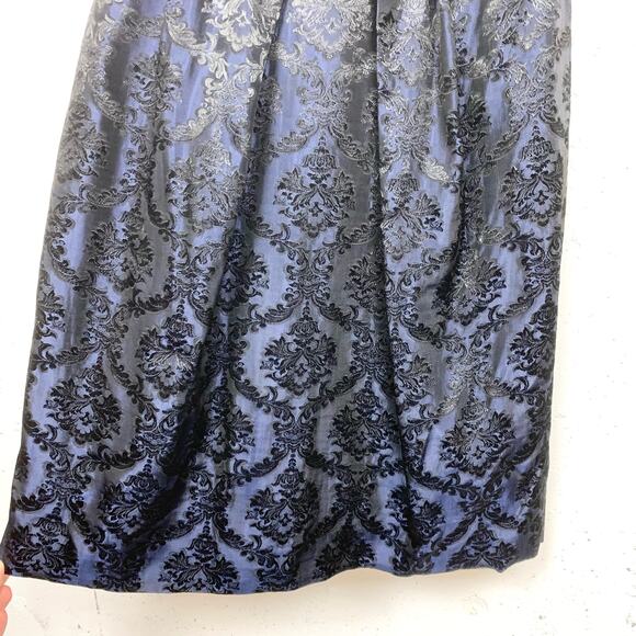 Watters & Watters Navy Brocade Satin Dress Convertible Strapless Textured Size 6 - Picture 8 of 11